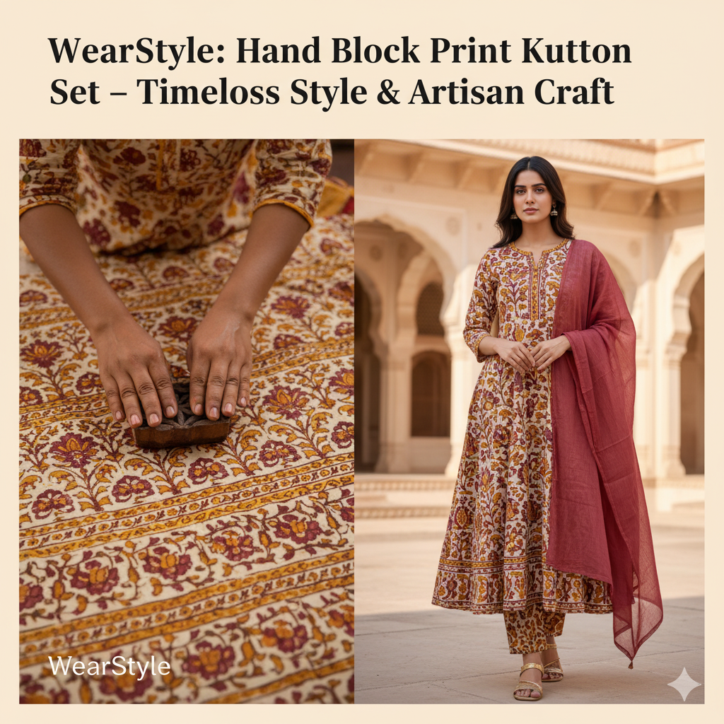 Hand Block Print Cotton Kurta Set