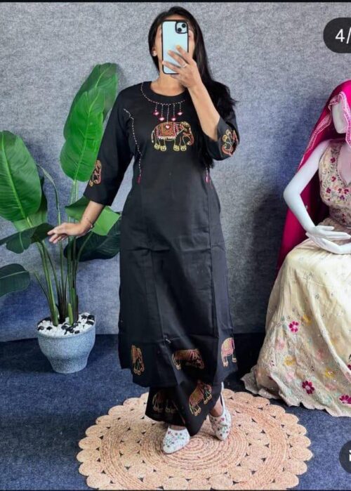 Jaipuri Hand Block Cotton Set with Mirror Work