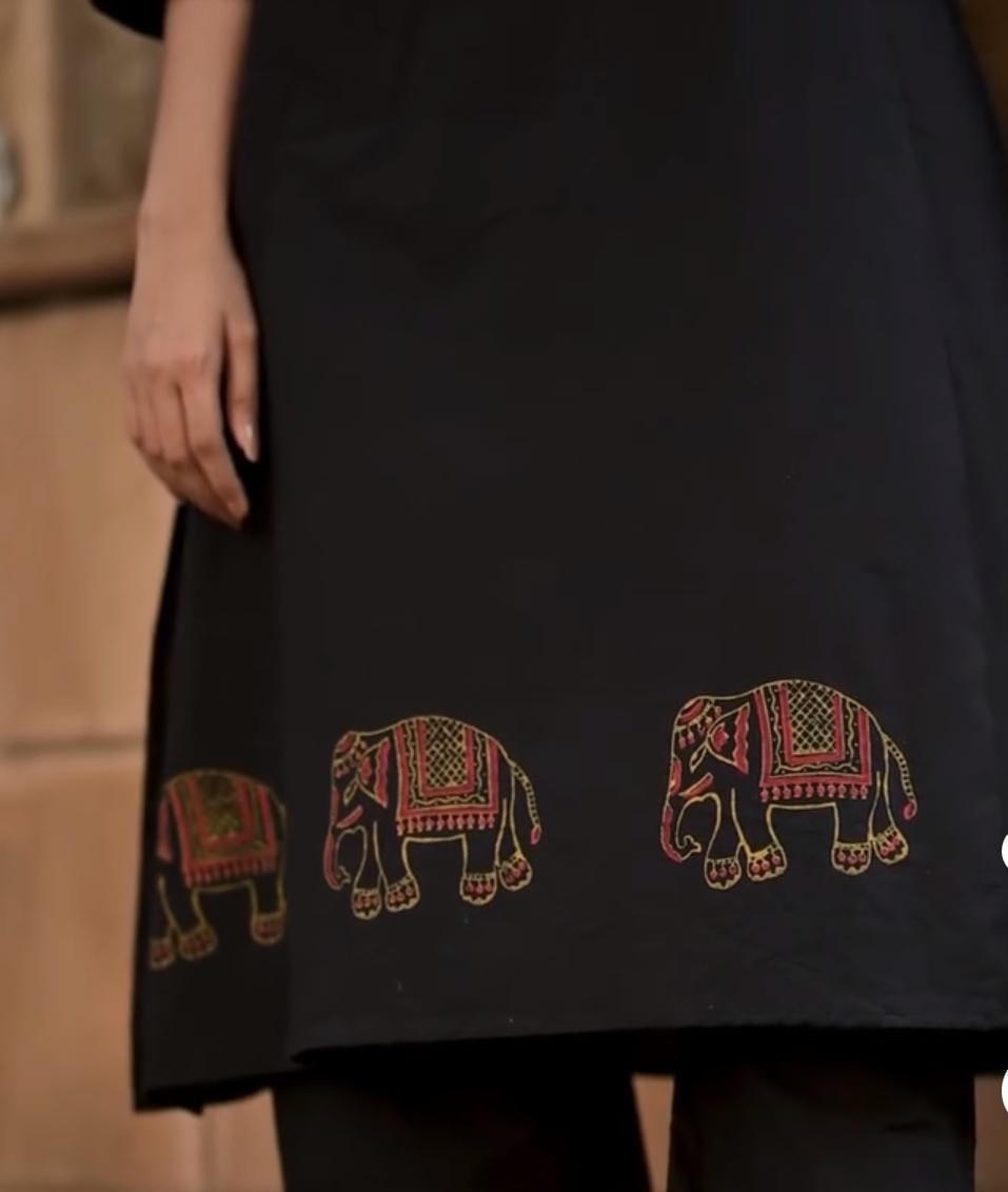 Jaipuri Hand Block Cotton Set with Mirror Work