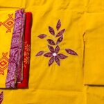 Handloom Cotton Suit Set with Floral Appliqué & Dupatta
