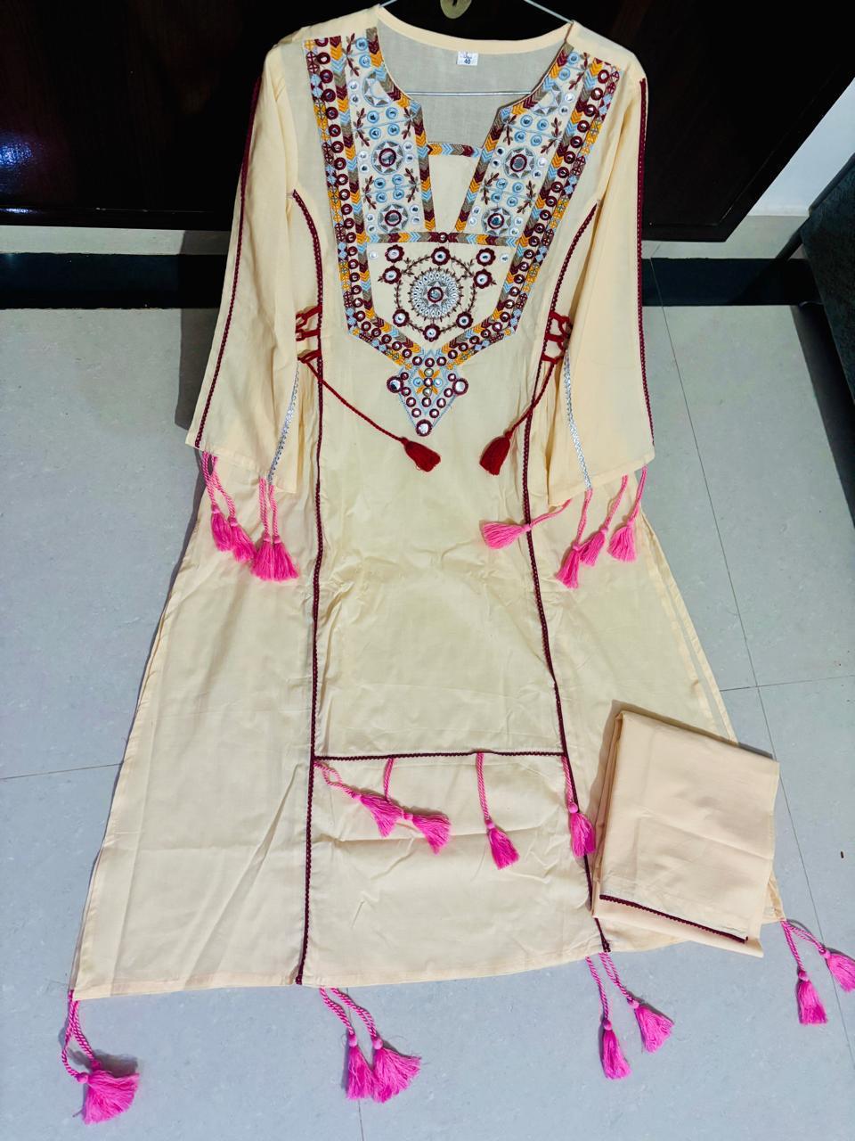 Diwali Special Premium Cotton Mirror Work Cord Set