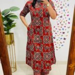 Jaipuri Print A-Line Cotton Co-ord Set red