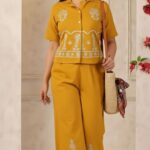 Embroidered Cotton Flex Shirt & Flared Plazo Co-ord Set