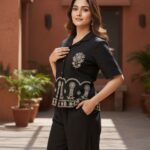 Embroidered Cotton Flex Shirt & Flared Plazo Co-ord Set