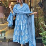 blue aline cotton suit wearstyle