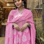 Pink Cotton A-Line Suit with Sequence Work