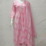 Pink Cotton A-Line Suit with Sequence Work