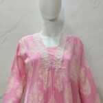 Pink Cotton A-Line Suit with Sequence Work
