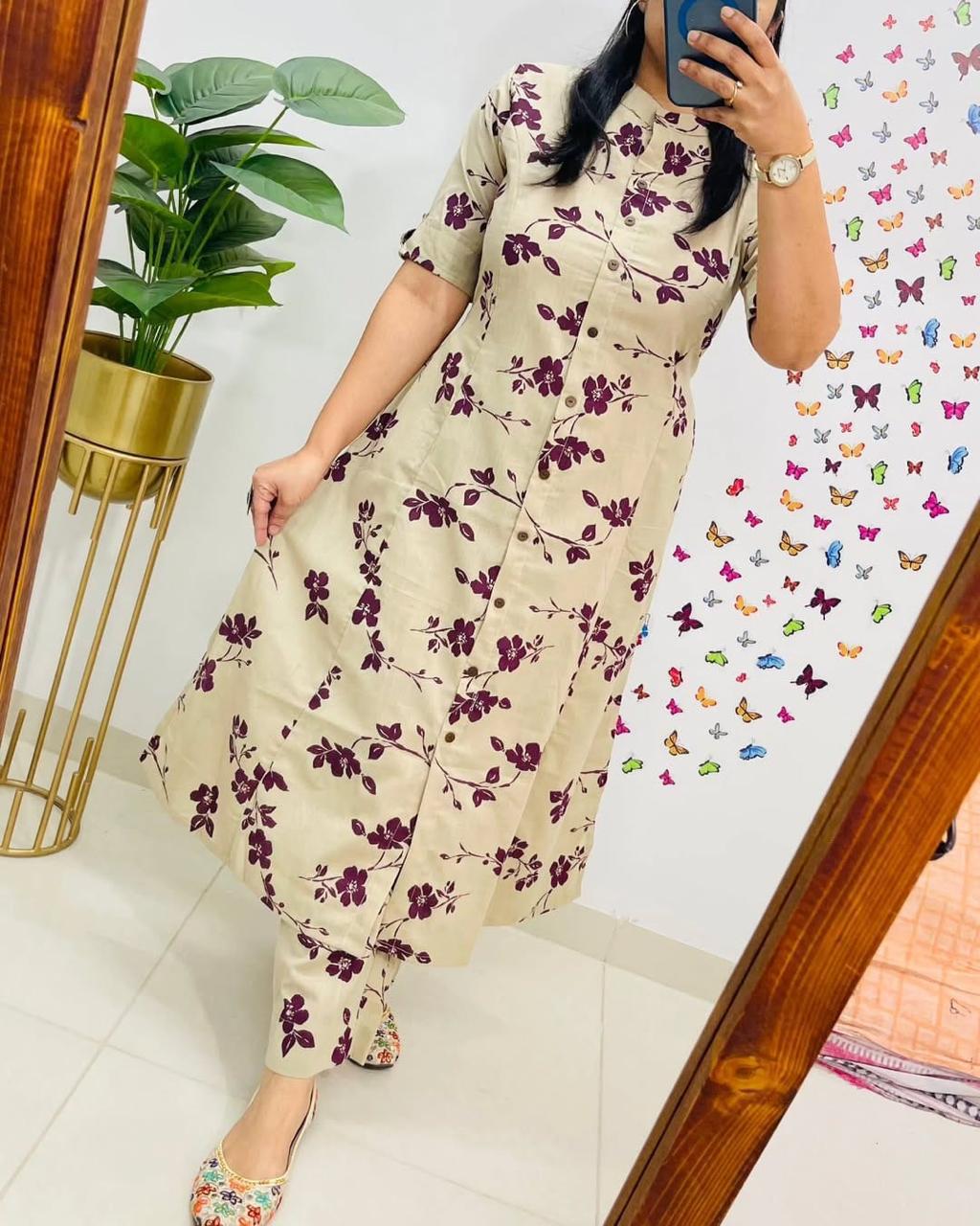 Floral Print Cotton A-Line Co-ord Set Floral Print Cotton A-Line Co-ord Set