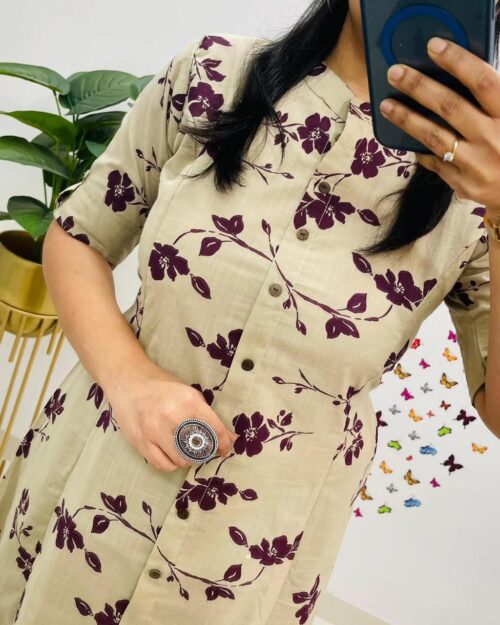 Floral Print Cotton A-Line Co-ord Set