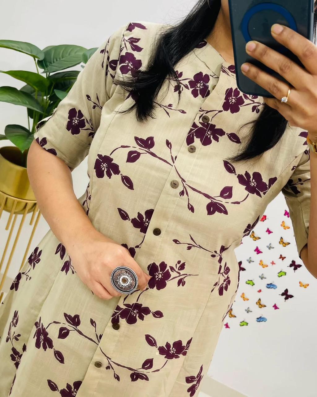 Floral Print Cotton A-Line Co-ord Set Floral Print Cotton A-Line Co-ord Set