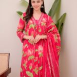 Pink Alia Cut Lotus Print Suit