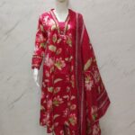 Pink Alia Cut Lotus Print Suit