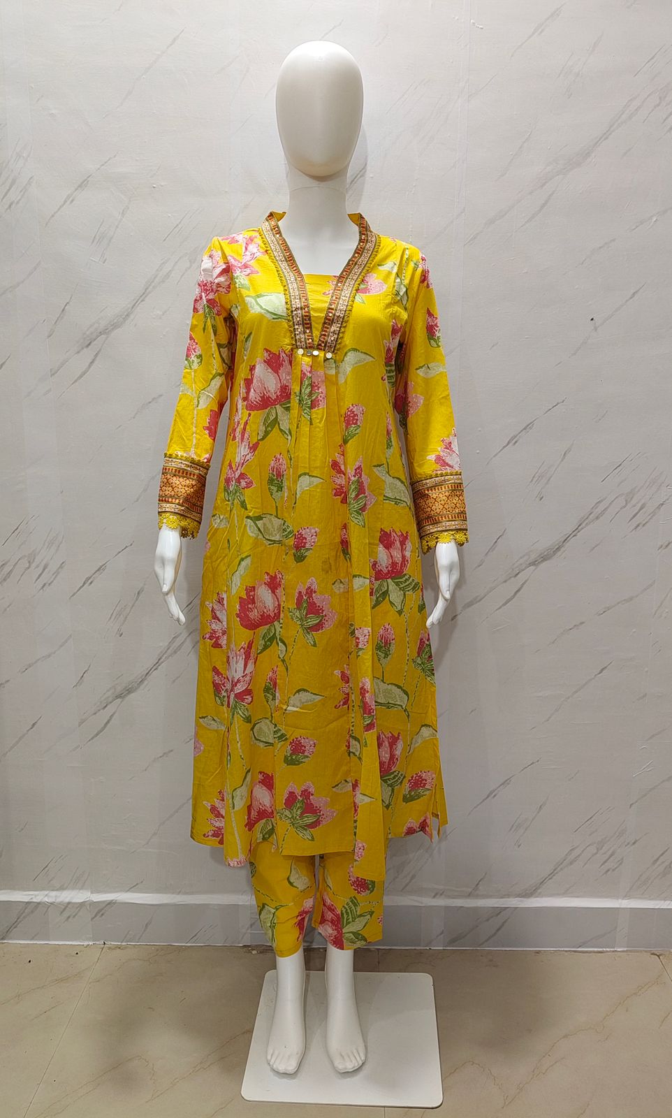 Alia Cut Lotus Print Cotton Suit Alia Cut Lotus Print Cotton Suit