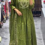 Green Embroidered Anarkali Suit