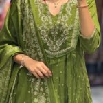Green Embroidered Anarkali Suit