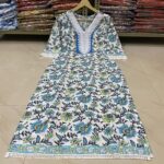 Floral Cotton Suit Set with Crochet Lace