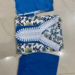 Floral Cotton Suit Set with Crochet Lace