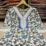 Floral Cotton Suit Set with Crochet Lace