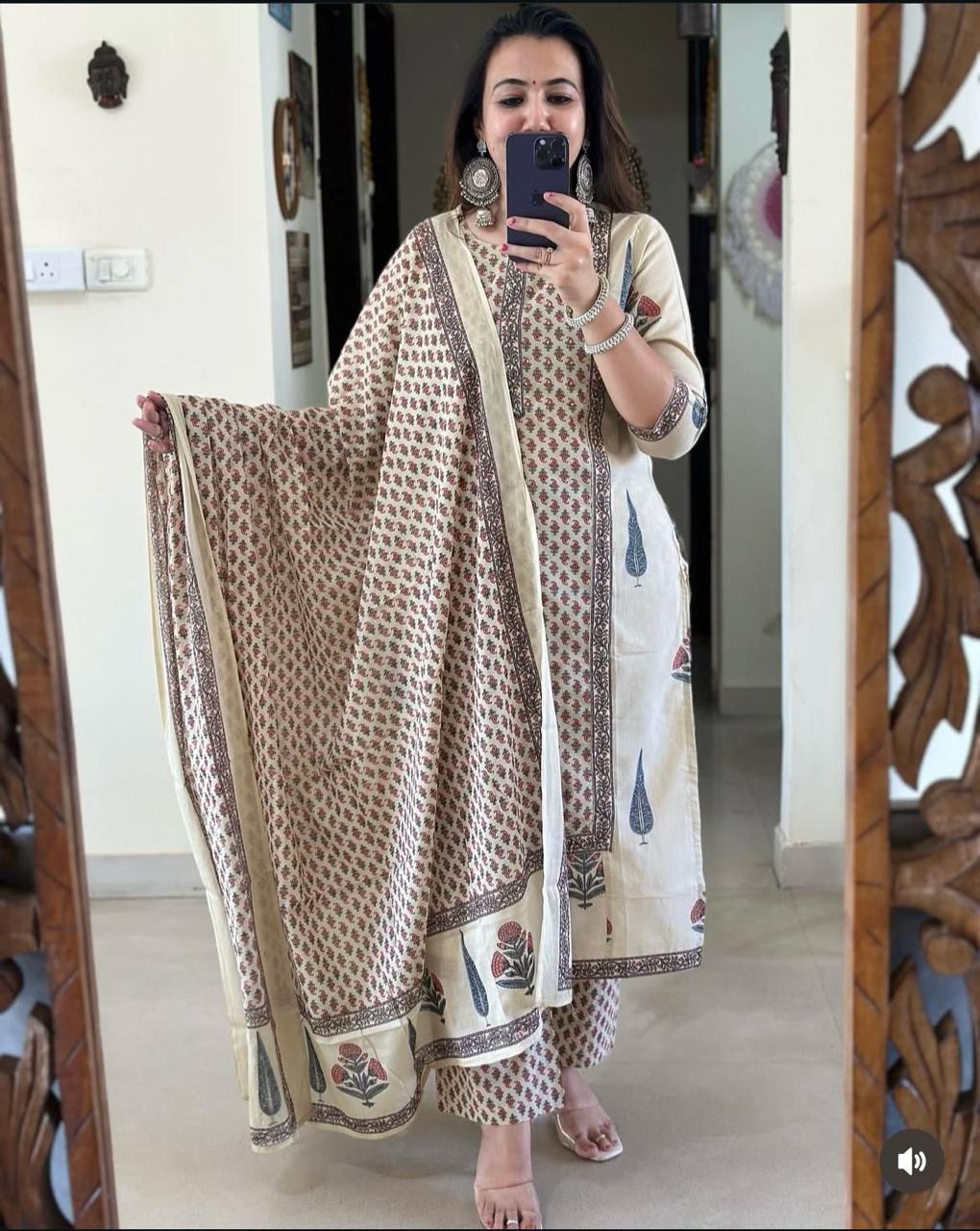 Block Print Frock Style Kurti Set Block Print Frock Style Kurti Set