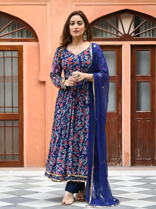Floral Print Heavy Rayon Anarkali Set