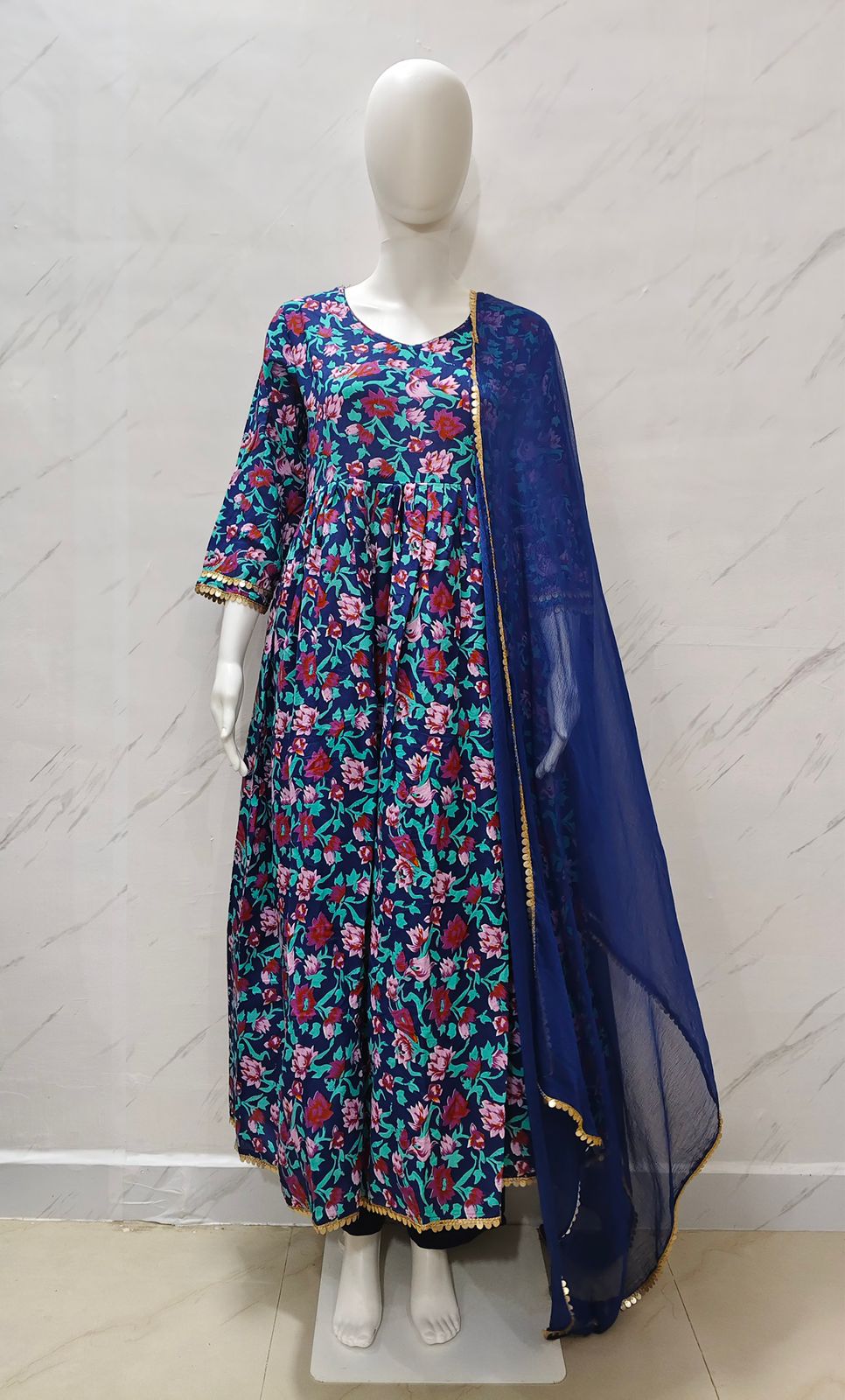 Floral Print Heavy Rayon Anarkali Set Floral Print Heavy Rayon Anarkali Set