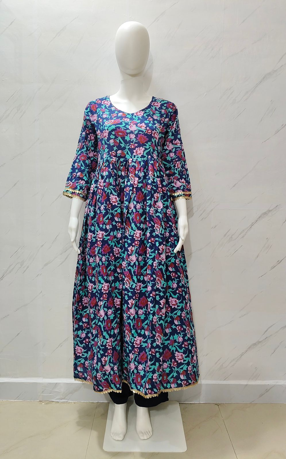 Floral Print Heavy Rayon Anarkali Set Floral Print Heavy Rayon Anarkali Set